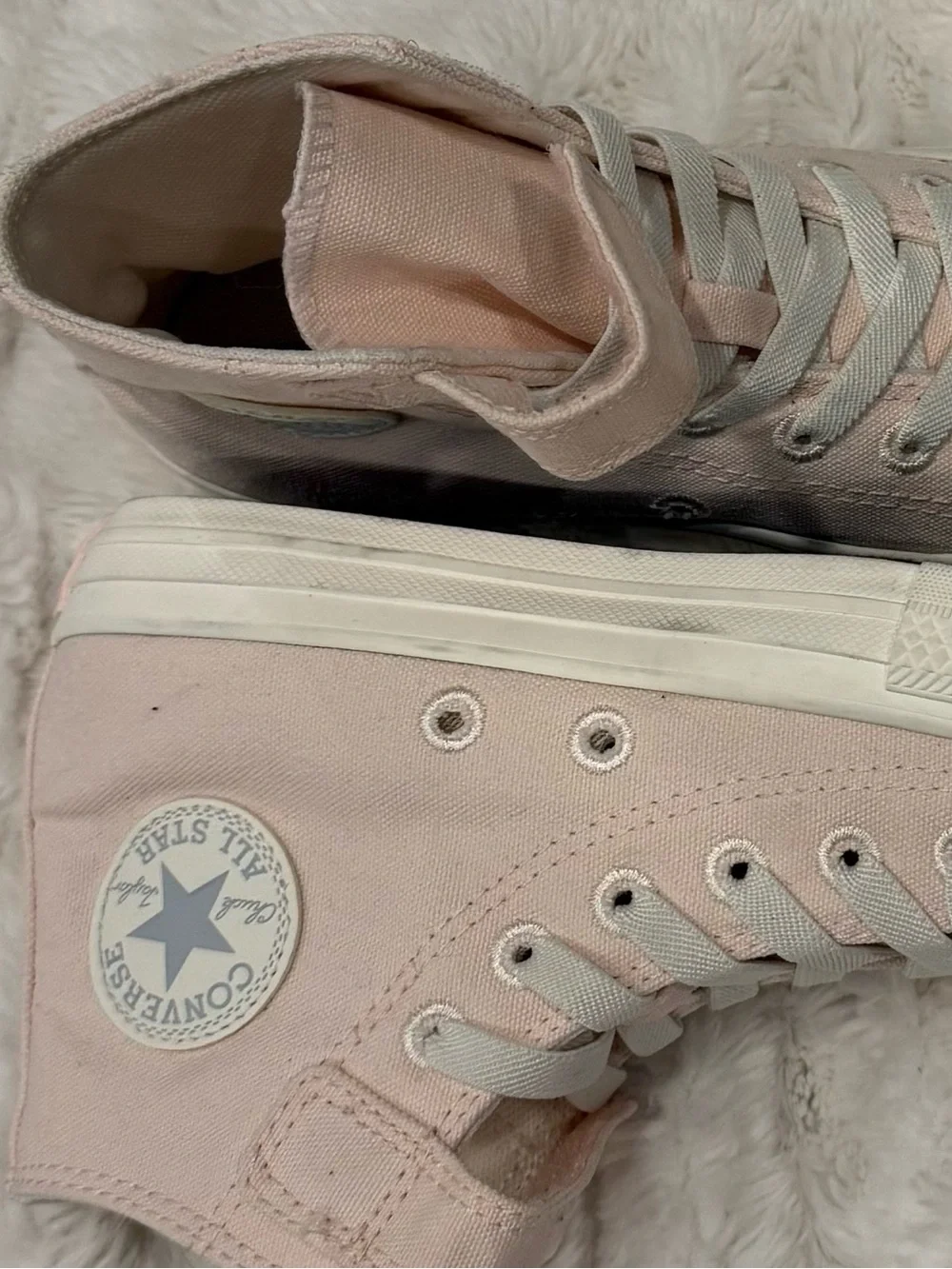 Converse High Top Sneakers in Pale Pink Canvas